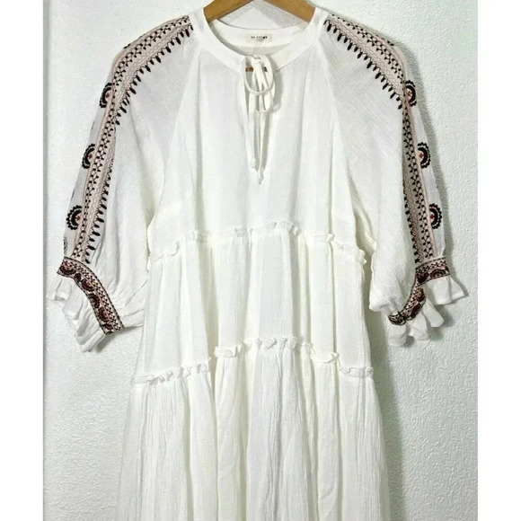 EN CRÈME WAY OF LIFE COTTON EMBROIDERED MIDIDRESS SIZE S - Picture 5 of 13
